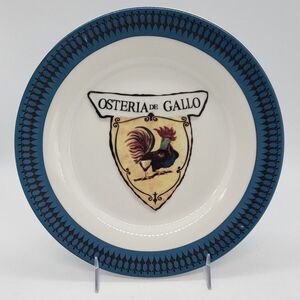 Osteria de Gallo 4 Rooster Blue Yellow Red Green Assorted Porcelain Plate Set